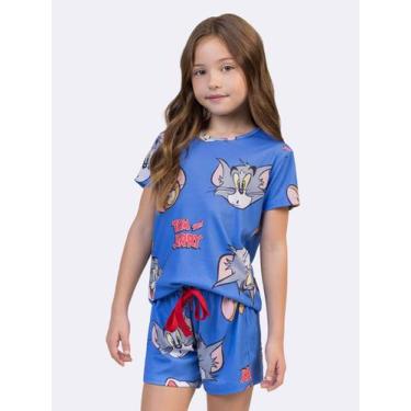 Imagem de Pijama Manga Curta Infantil Tom e Jerry Fun, Azul, 14, Meninas