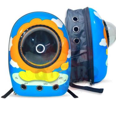 Imagem de bolsa mochila mala pet para caes gatos visão panorâmica transporte pas