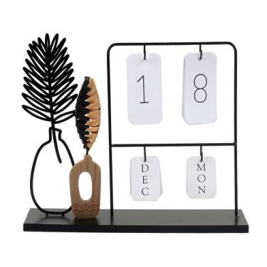 Imagem de Calendario decorativo em metal e mdf 24cm - Yangzi
