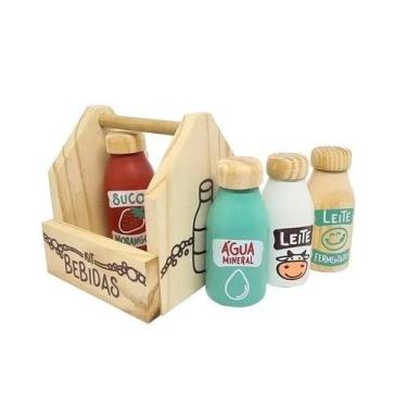Imagem de Kit de Bebidas, da NewArt - Brinquedo de Madeira da Coleção Comidinhas