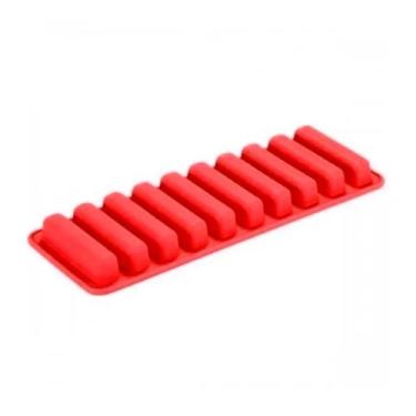 Imagem de Forma gelo retangular vermelha de silicone  clink
