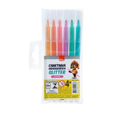 Imagem de Canetinha Hidrocor BRW Glitter 6 Cores Pastel
