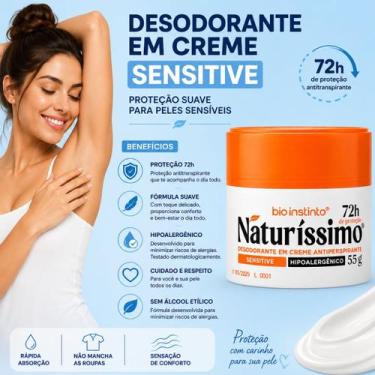 Imagem de Desodorante Antitranspirante em Creme Naturíssimo Sensitive 55g com At
