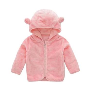 Imagem de Casaco Com Capuz Para Bebê Menina, Manga Comprida, Cor Sólida, Jaqueta