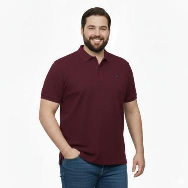 Imagem de Camisa Gola Polo Plus Size Masculina Com Elastano Dawson, Bordô, EG