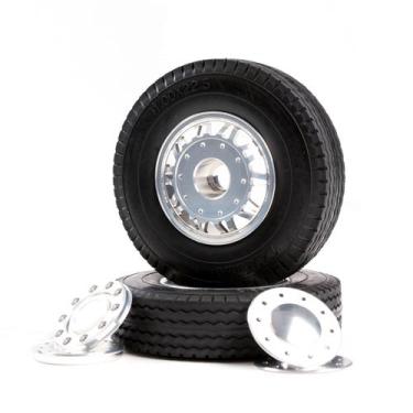 Imagem de Conj. Roda/Pneu Aluminio Dianteiras Caminhao C/2 Tamiya 56512