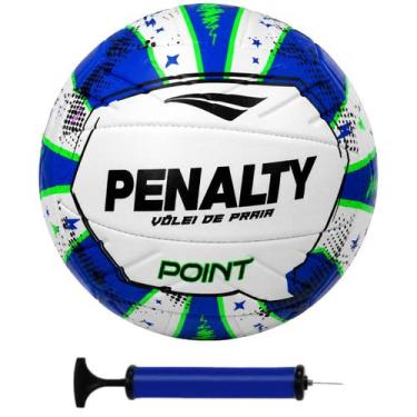 Imagem de Bola Vôlei de Praia Penalty Point Costurada em PVC + Bomba de Ar, Azul