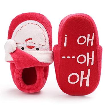 Imagem de HsdsBebe Pantufas de lã unissex para bebês meninos e meninas com desenho animado e sola macia antiderrapante – Sapatos para bebês que ficam em casa, Christmas 2, 6-12 Months Infant
