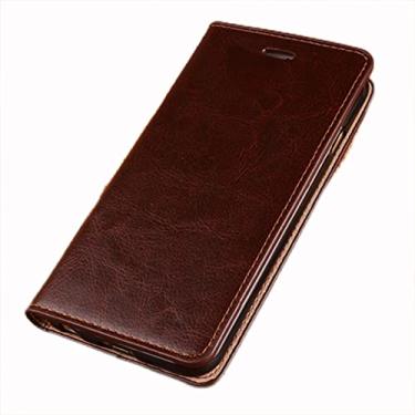 Imagem de LAHappyL Capa carteira de couro legítimo para iPhone 13 Pro Max/13 Pro/13/13 Mini, suporte para cartão de crédito, capa protetora com flip fólio, marrom, 13 Pro Max de 6,7 polegadas