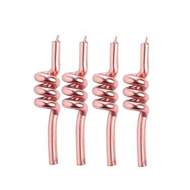 Imagem de Vela de Aniversário Personalizada Tubo Rose - 04 unidades