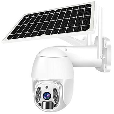 Imagem de Câmera de segurança solar 4G externa sem fio PTZ sistema de câmera de destaque doméstico, bateria recarregável HD colorida de visão noturna com áudio bidirecional, detecção de movimento (B)