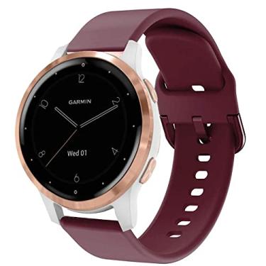 Imagem de ViCRiOR Pulseiras compatíveis com relógio inteligente Garmin Vivoactive 4S 40 mm/Venu 2S, silicone macio de liberação rápida de 18 mm, pulseira de substituição floral estampada sem desbotamento para Garmin Vivomove 3S, vinho