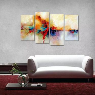 Imagem de Quadro Abstrato Artístico Moderno Sala Em Tecido 4 Peças