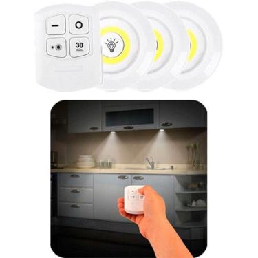 Imagem de Kit 3 Lampada Luminaria Led Spot Sem Fio Controle Remoto