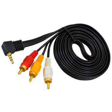 Imagem de Cabo P2 90 Graus x 3 RCA Áudio e Vídeo 2 Metros Exbom
