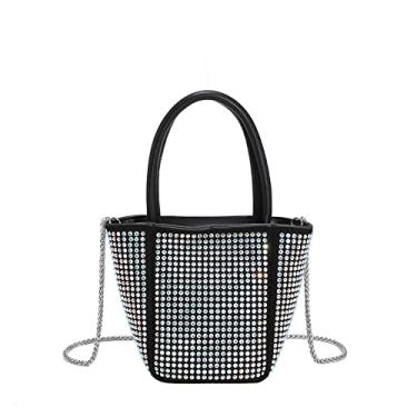Imagem de Bolsa de mão feminina Bling Tote Bolsa tiracolo com strass de cristal fashion elegante bolsa transversal com corrente, Colorido., Small