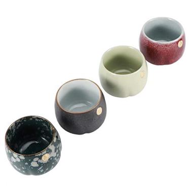 Imagem de xícara de chá de café retrô conjunto de xícaras de chá assadas em forno estilo japonês utensílios de chá de cerâmica kung fu para café(Joy Luck), Xícara de chá de cerâmica,