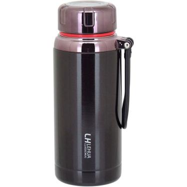 Imagem de LEHUA GARRAFA TÉRMICA 22x8x8cm 600ml INOX PRETO PAREDE DUPLA