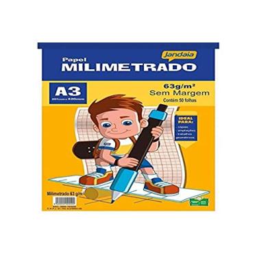 Imagem de Bloco de Papel Milimetrado, Jandaia, A3, 50 Folhas, 63 Gramas