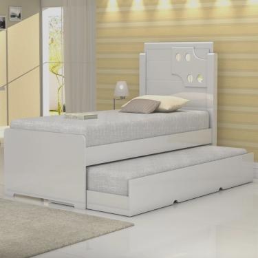 Imagem de Cama Solteiro Bibox com Auxiliar Luiza Branco Vitamov