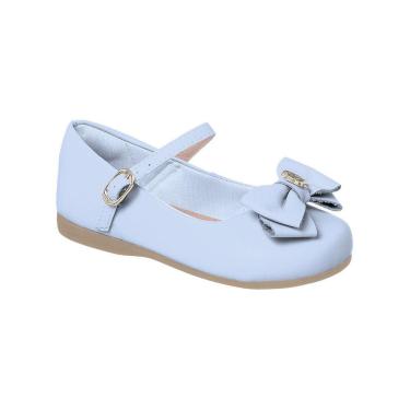 Imagem de Sapatilha Infantil Ortopé Fofura Couro Laço Azul Céu