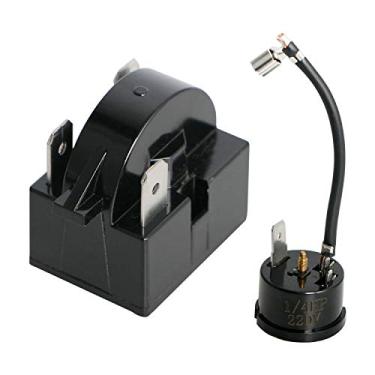 Imagem de Aopin 3 pinos 1/4 HP 180 W 12 Ohm Compressor protetor térmico de sobrecarga + relé de partida PTC para geladeira, peça de reposição para refrigerador de carro, congelador portátil, refrigerador de bebidas e vinho e cerveja, 1 peça