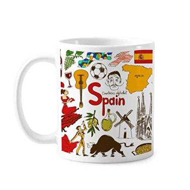 Imagem de Caneca com bandeira nacional de animais da Espanha Landscap caneca cerâmica xícara de porcelana de café louça