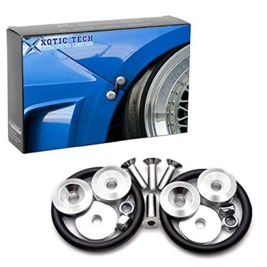 Imagem de Xotic Tech JDM prendedores de liberação rápida compatíveis com pára-choques de carro, 4 peças, alumínio anodizado prata, para amortecedores frontais e traseiros, off-road