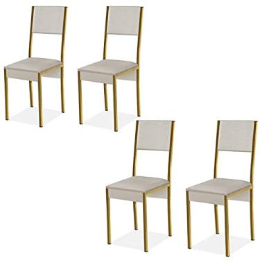 Imagem de Conjunto 4 Cadeiras Steel Estilo Industrial Pés em Aço Cor: Dourado/Off White