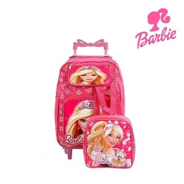 Imagem de Kit Mochila Infantil Escolar Barbie Com Rodinhas