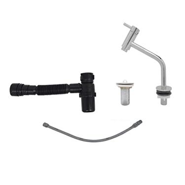 Imagem de Kit Sifão com Copo Preto Engate Flexível Válvula Para Pia Cuba Tanque E Torneira em Metal Para Banheiro