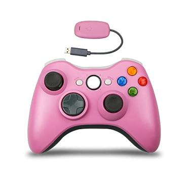 Imagem de Controle Sem Fio Compatível com Xbox 360 2.4GHZ Gamepad Joystick Controle Sem Fio Compatível com Xbox 360 e PC Windows 7,8,10,11 com Receptor (Rosa)