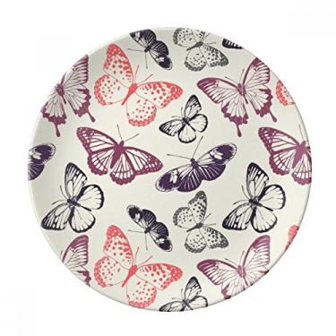 Imagem de Borboleta em fundo rosa pálido Prato decorativo de porcelana Salver Prato de jantar