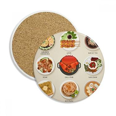 Imagem de Caneca tradicional de Singapura saborosa para porta-copos com proteção de mesa, pedra absorvente