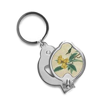 Imagem de Loquat Cortador de unhas de dedo com pintura chinesa e pena bordada, cortador de aço inoxidável