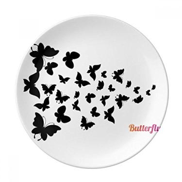 Imagem de Borboletas com placa de cor escura decorativa de porcelana Salver Prato de jantar