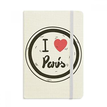 Imagem de Caderno com estampa de palavras I Love Paris oficial de tecido capa dura para diário clássico