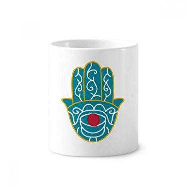 Imagem de Suporte para caneta de escova de dentes com estampa de olho vermelho à mão com estampa do Egito, suporte de cerâmica, copo lápis