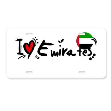 Imagem de DIYthinker I Love Emirates Bandeira da Palavra Love Ilustration Placa de licença Decoração de aço inoxidável