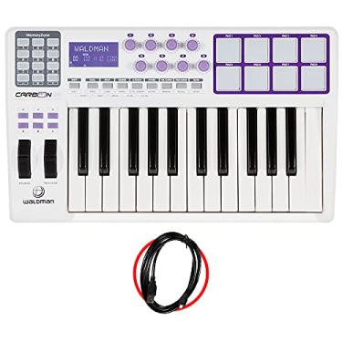 Imagem de Controlador Waldman USB Midi Carbon Branco com 25 Teclas 8 Pads e 2 Interfaces de Pedal