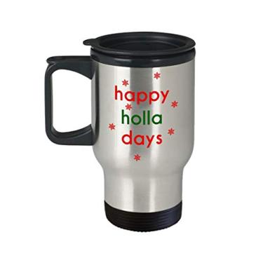 Imagem de Caneca de viagem Happy Holla Days – Copo isolado de café de cacau quente divertido – ideia de