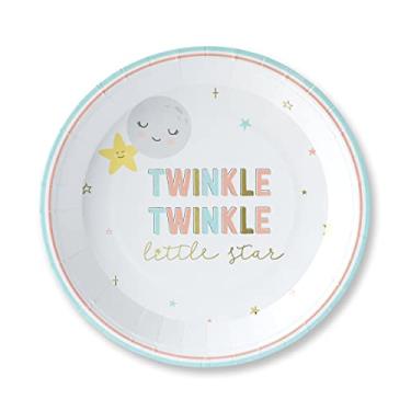 Imagem de Kate Aspen Pratos de papel decorativos Twinkle Twinkle Twinkle 22,86 cm | Artigos de festa (peso 350 g/m² - Conjunto de 16) - Perfeito para chás de bebê e aniversários