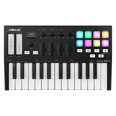 Imagem de Chusui Panda MINI II portátil 25 teclas USB MIDI controlador de teclado com 8 RGB Backlit Trigger Pads 4 botões de controle atribuíveis 4 controles deslizantes atribuíveis