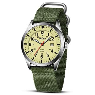 Imagem de Relógios masculinos à prova d'água militares para homens, relógio de pulso tático analógico, relógio de trabalho, casual, quartzo, pulseira de nylon com movimento japonês, Prateado, amarelo