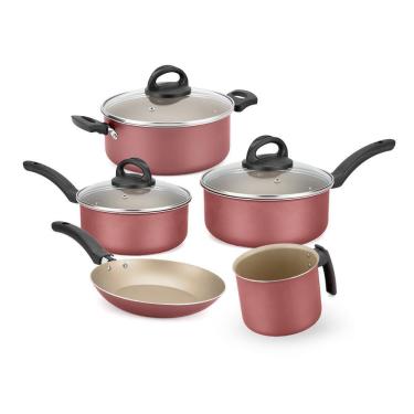 Imagem de Conjunto Panelas Cereja Antiaderente Bege 5 Peças Alumínio