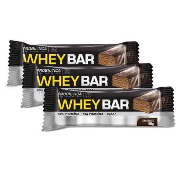 Imagem de Barra De Proteína Whey Bar Low Carb Probiótica Chocolate 40G  Kit Com