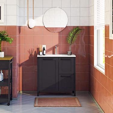 Imagem de Gabinete Armário Banheiro Ditália 1 Pt 2 Gav C/Pia Bn-01 cor:preto