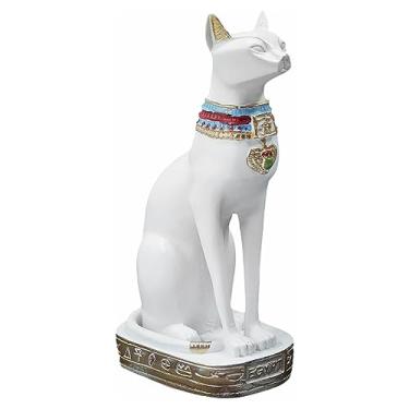 Imagem de Gato Egípcio Bastet Deus Sol Fertilidade Amor Estátua 19 cm (Branco)