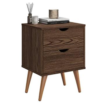 Imagem de Mesa de Cabeceira Madri Criado Quarto 2 Gavetas Pé Palito Madeira (Canela)