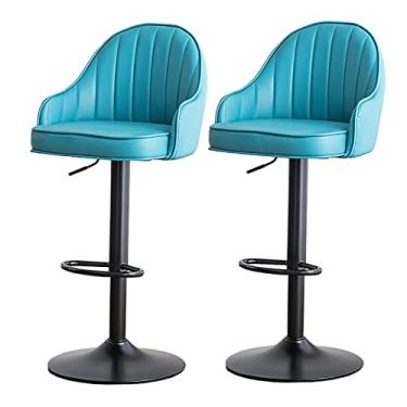 Imagem de Cadeiras de jantar cadeiras de sala de jantar elegantes bancos de bar conjunto de 2 bancos de bar giratórios cadeira de bar ajustável altura para ilha de cozinha, sala de jantar e bar amarelo/preto/azul claro/cinza/verde escuro